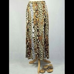 Peter Nygard Animal Print Button Up Skirt
